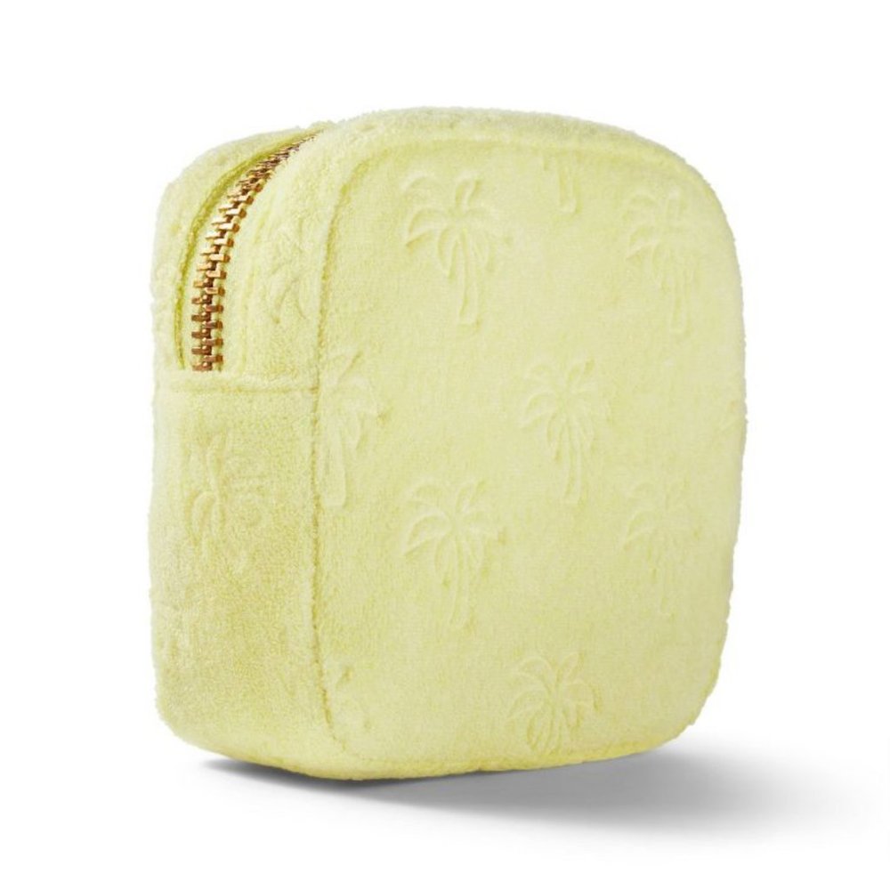 Terry Cloth Palm Tree Embossed Mini Square Pouch Stoney Clover Lane Light Yellow